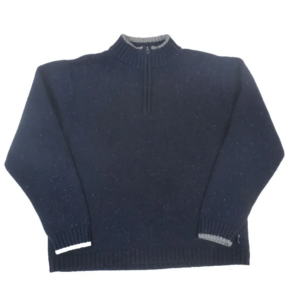 Vintage Woolrich 1/4 Zip‎ Sweater Mens Medium Blue Knit Pullover Casual Outdoor